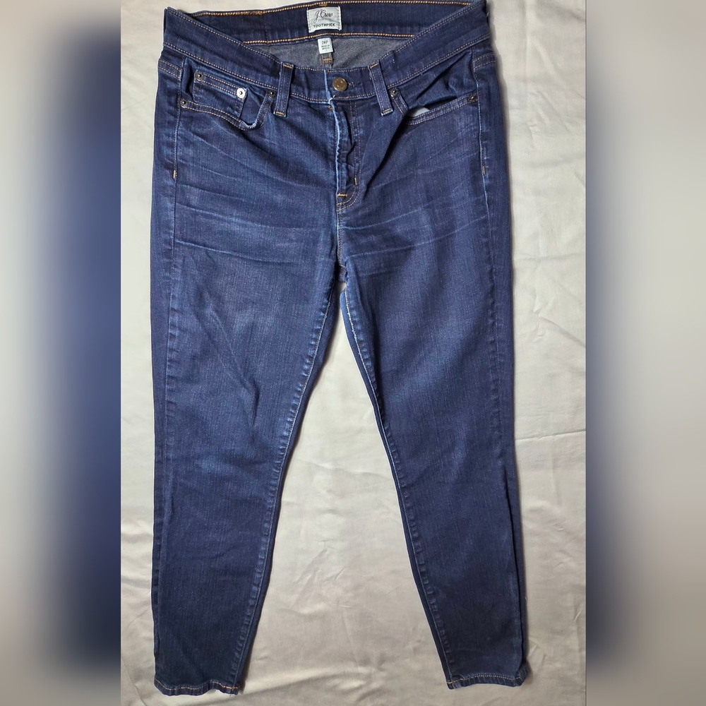 J.Crew Toothpick Mid-Rise Skinny Jeans Size 28P  Dark Wash Stretch Denim
